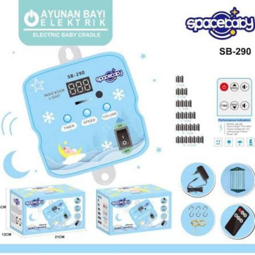 Spacebaby mesin ayunan bayi elektrik + remote + bluetooth