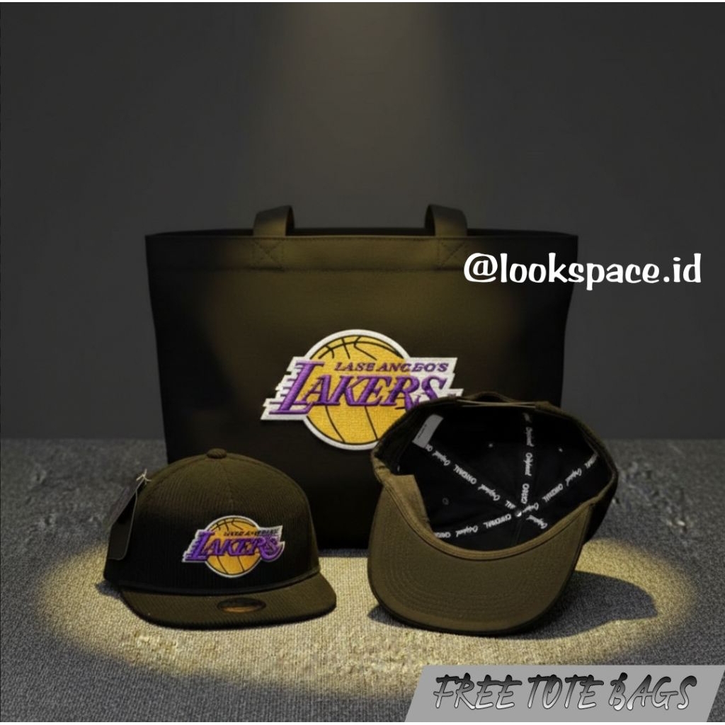 Ready Stok - Topi Snapback Corduroy Terbaru - Topi Snapback Bordir LAKERS That Simple Vintage Skena 