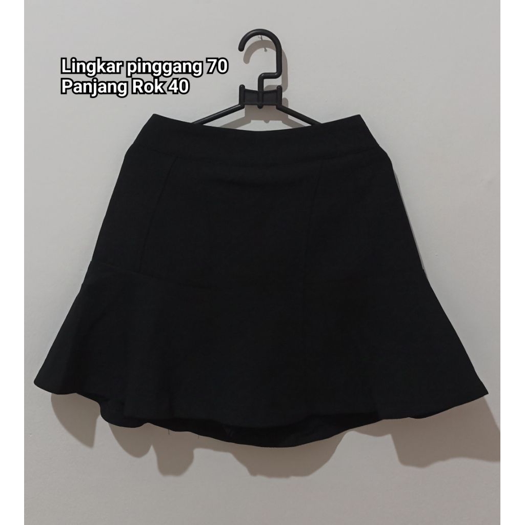 Mini Skort Flare Black Rok Mini Korea Hitam