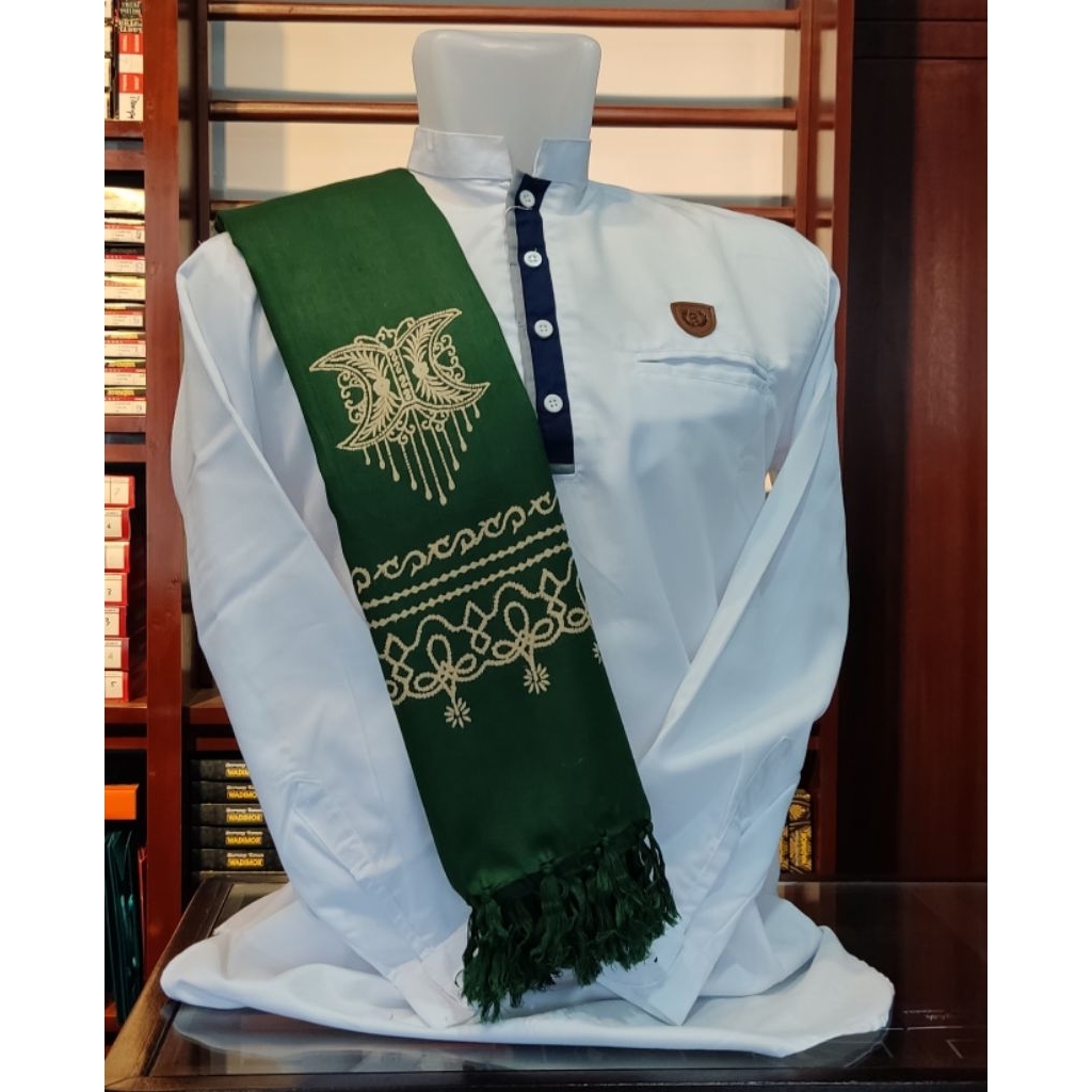 Sorban Aceh Hijau Tua Motif Batik Printing Anti Luntur