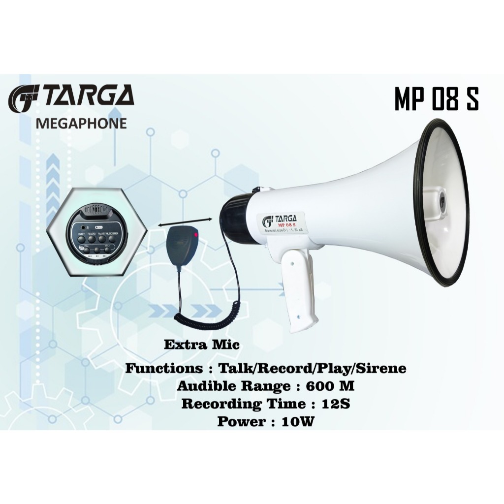MEGAPHONE TARGA TR MP 08S MEGAPHONE TARGA MP08S 08 S SIRINE RECORD