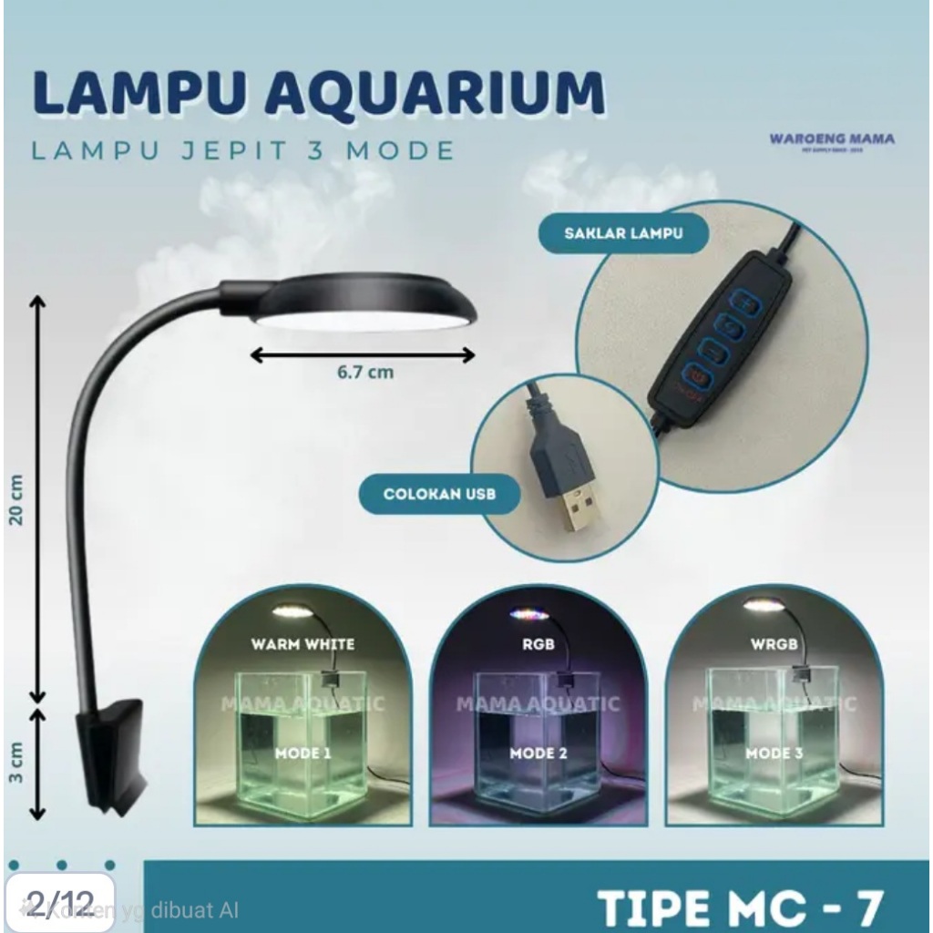 Mini Clip Lamp Sakkai Pro LED-311 / Lampu LED Aquarium Kecil / Lampu Jepit Aquarium Aquascape