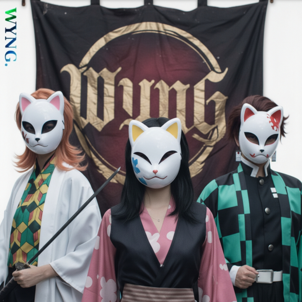 Topeng Rubah Kimetsu No Yaiba Demon Slayer Anime Japanese Cosplay Fox Mask Kucing Lucu Jepang Anbu F