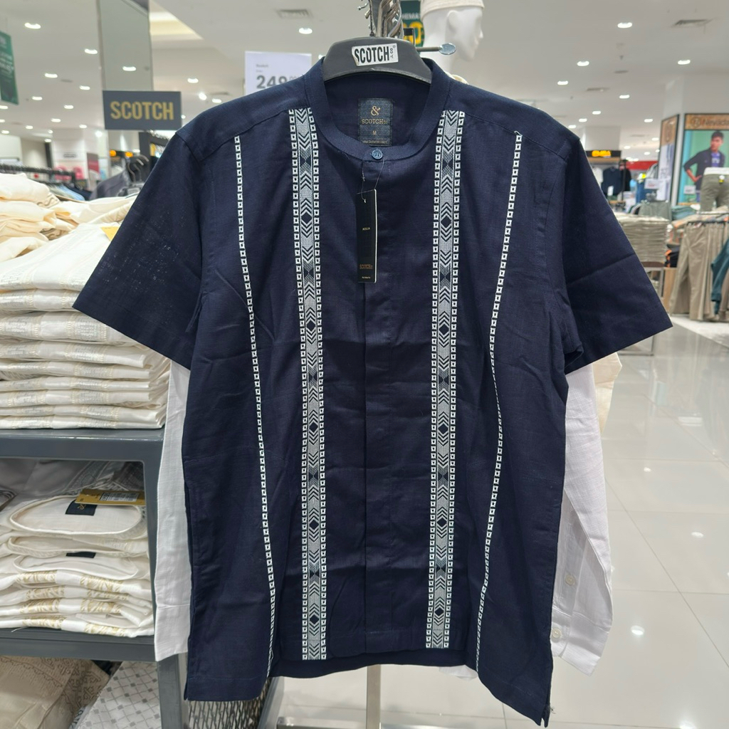 Scotch Baju muslim atasan pria kemeja koko motif bordir mewah - Jastip Mall