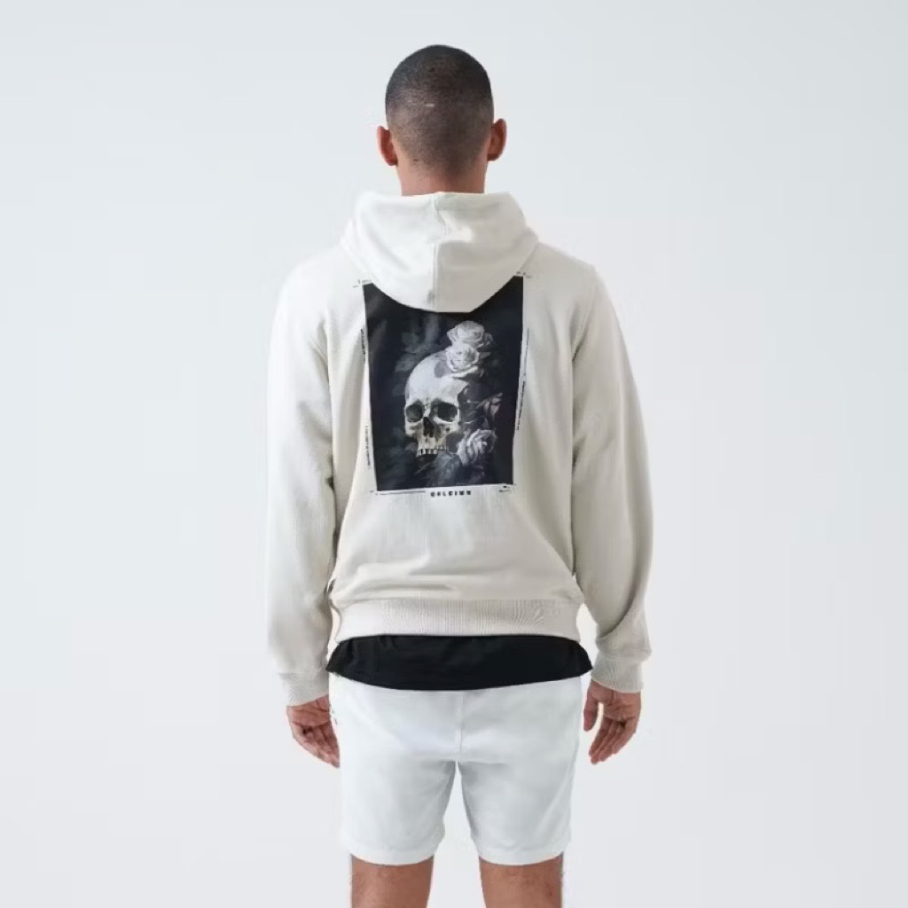 Hoodie Distro Celcius Premium Putih Spiral Skull Sweatershirt Pria Wanita