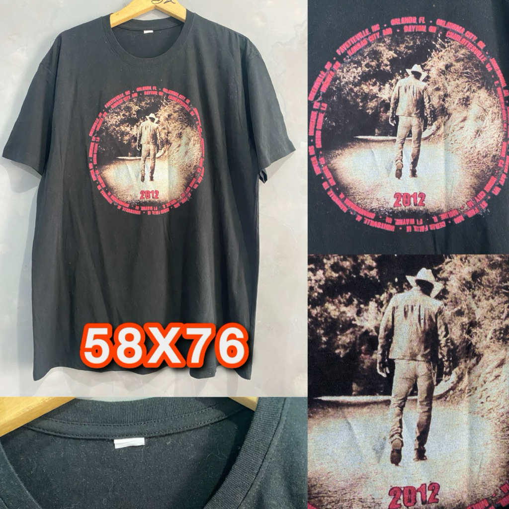 Kaos Vintage Band Country 2012 Tour Black T-Shirt Second - Size XL Fit