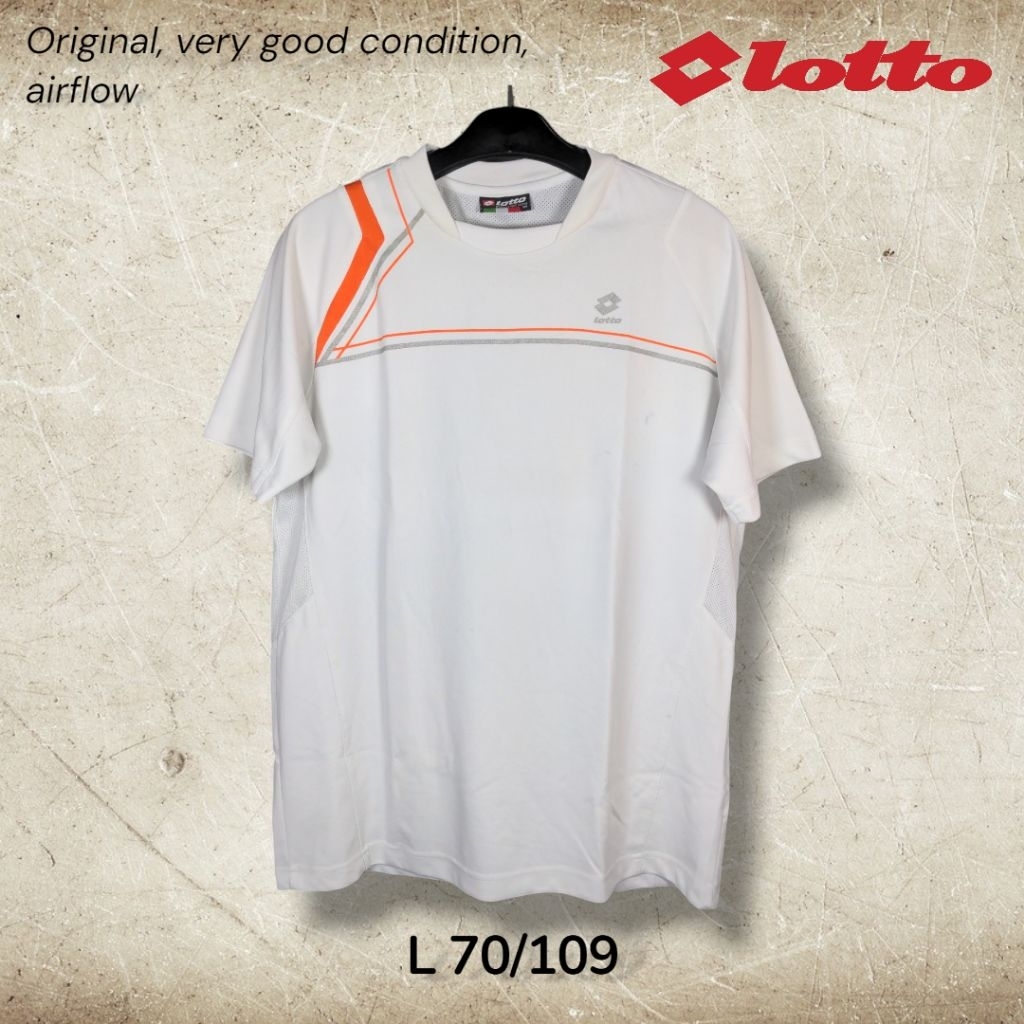 Lotto Jersey Kaos Olahraga Original Size L Airflow Untuk Running Badminton Futsal