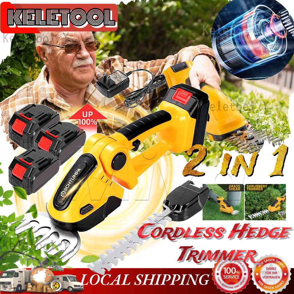Keletool 2in1 Alat Potong Rumput Elektrik Mesin Hegdetrimmer Pemotong Cordless Garden Shear Set Tana