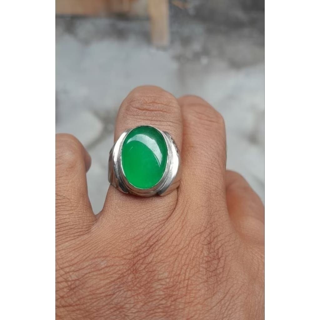 cincin batu giok birma tipe c mbann monel tanam
