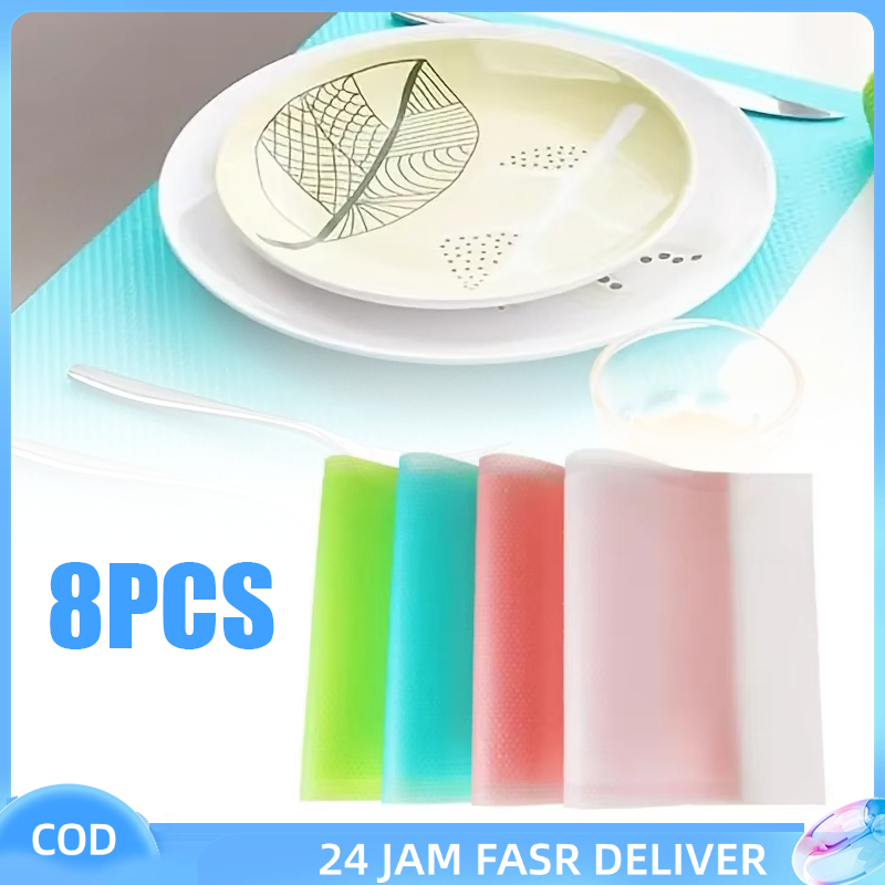 8pcs Alas Rak Kulkas Versi Tebal Tahan Minyak Alas Kulkas Rak Antibakteri Untuk Digunakan Di Kompart