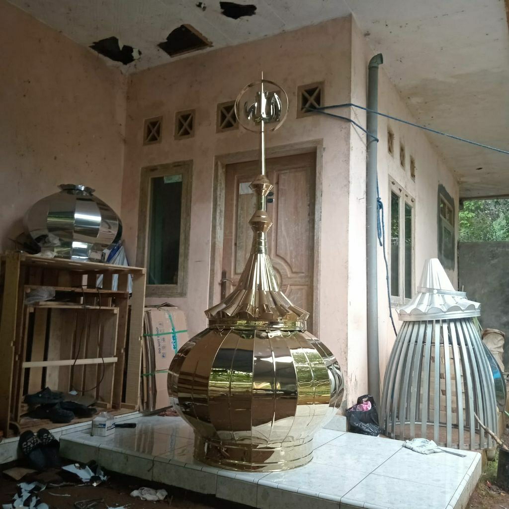 KUBAH STAINLESS GOLD UKURAN 1 METER, KUBAH MASJID BAHAN STAINLESS GOLD UKURAN 1 METRR