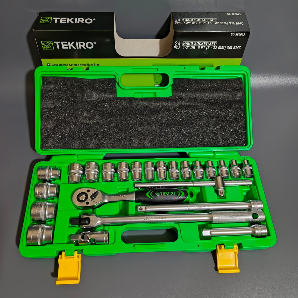Tekiro Kunci Sok 24 Pcs Set 8 - 32 Mm Box Plastik - 6Pt Ready Kunci Lengkap Full Set