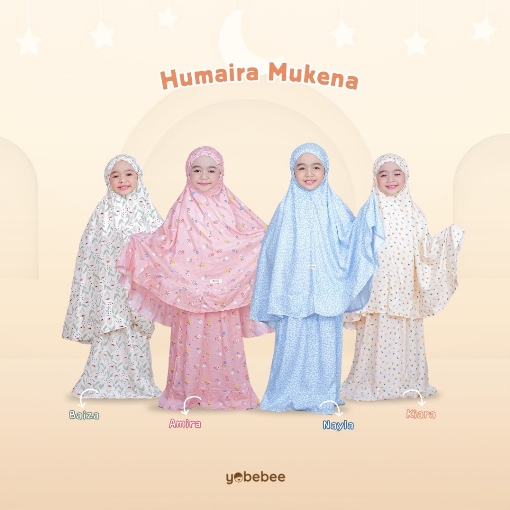 Yobebee Humaira Mukena Rayon Premium Lembut Adem Travel Pouch Anak 3-12 Tahun