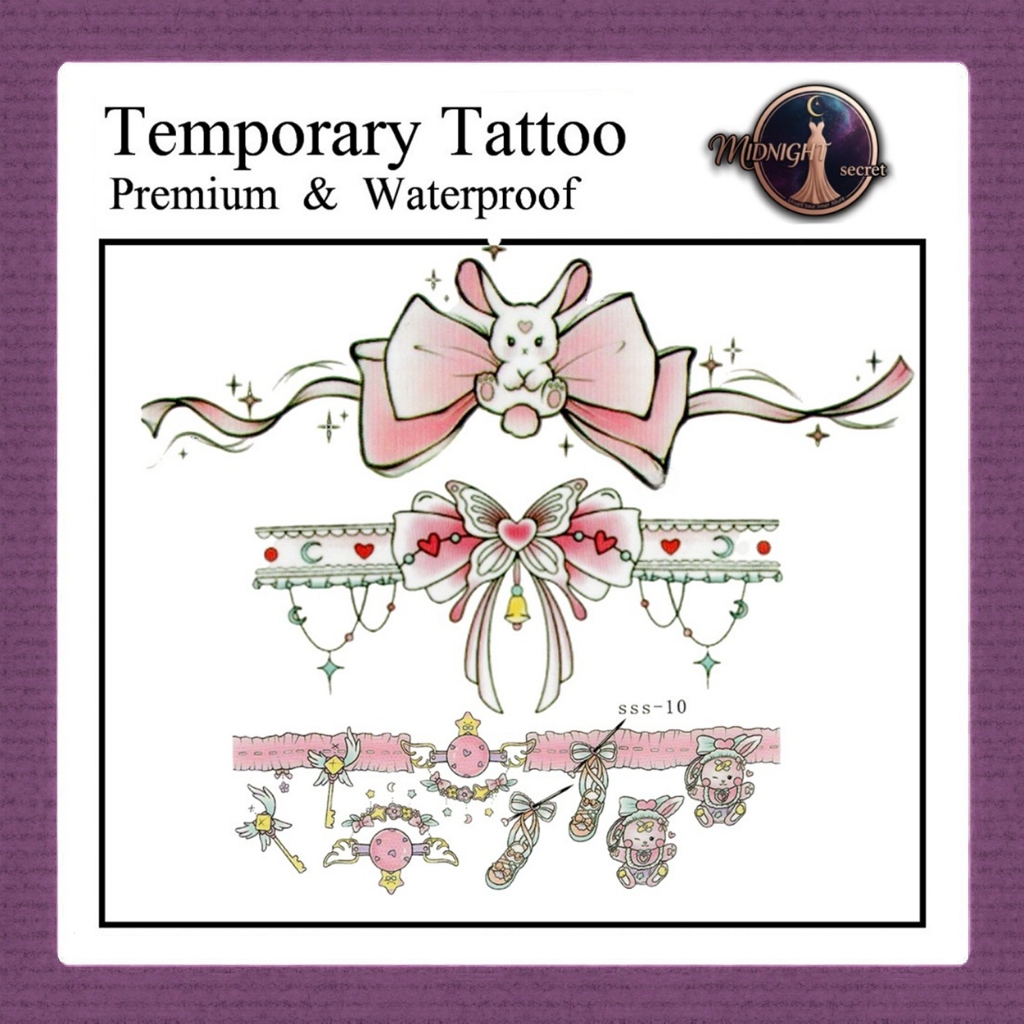 Midnight TATO Temporer Wanita Ribbon Gelang Kelinci - Body INK Paper