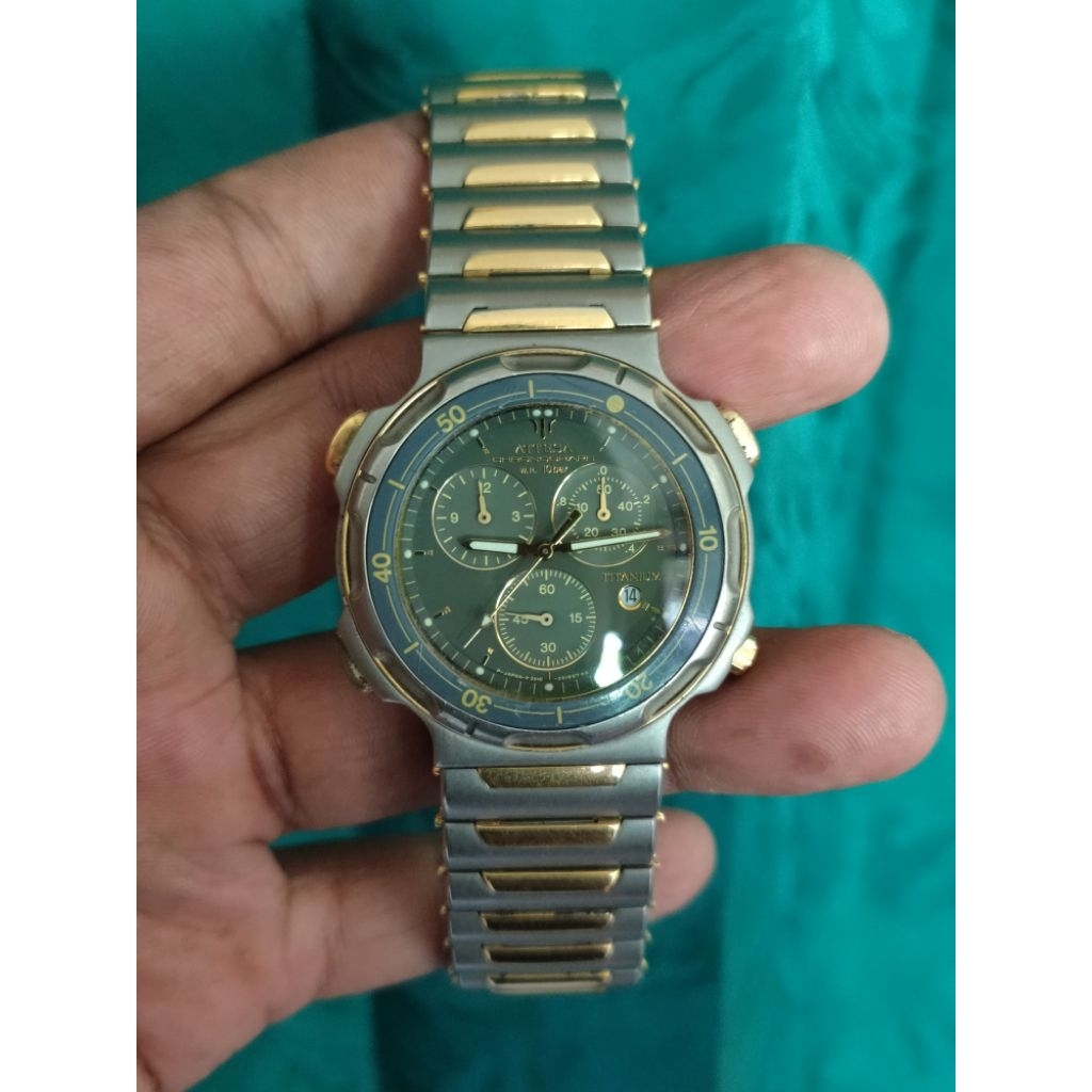 Jam Tangan Pria Citizen Attesa Chronograph Two Tone Titanium