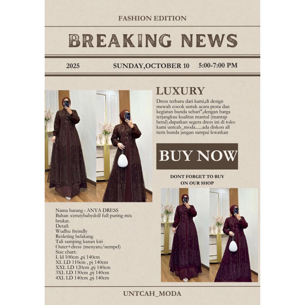 dress super jumbo ld 140 big size dress / Dress Ceruty Babydoll Mix Renda Premium L-4XL / Gamis Wani