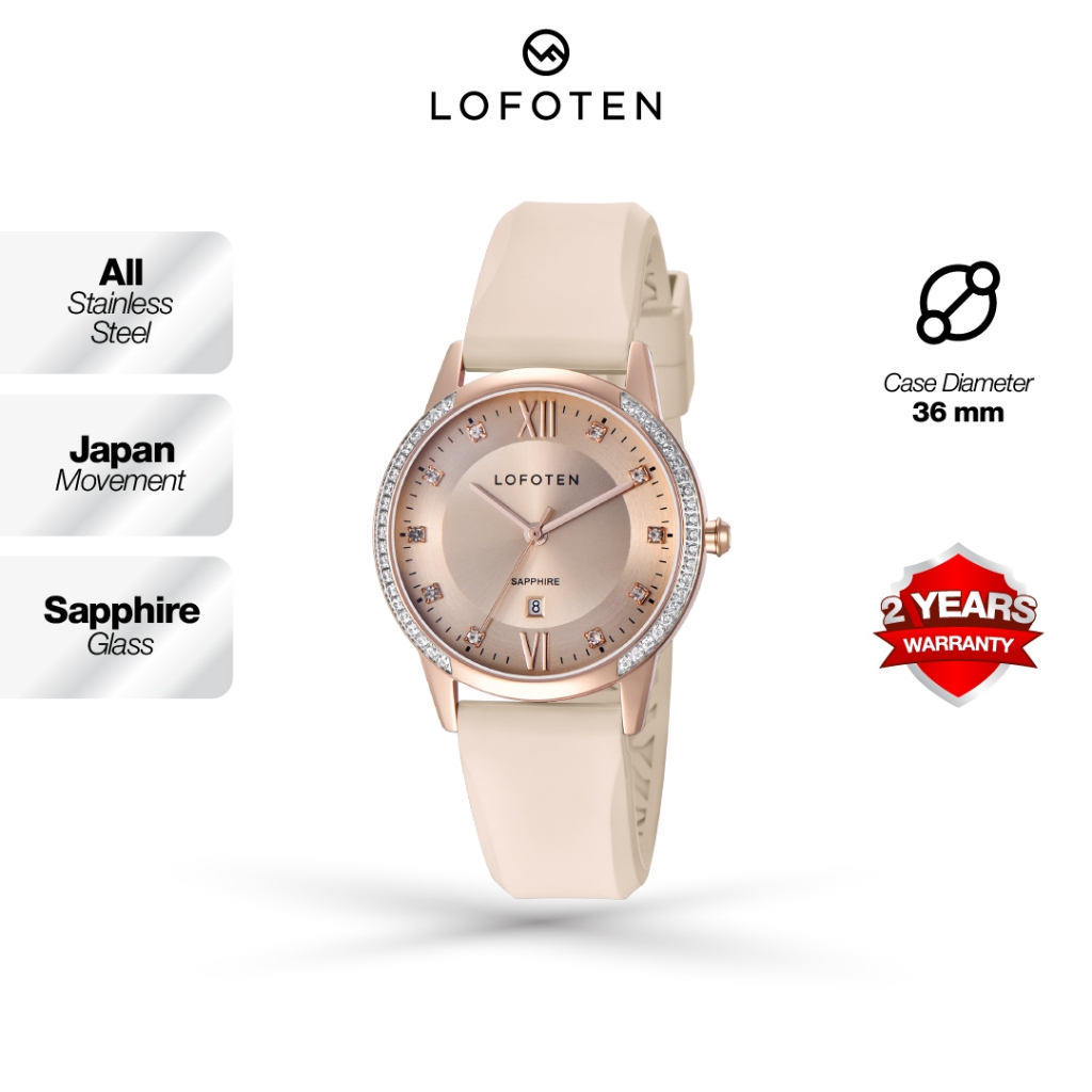 Lofoten F-2322L Strap Rubber - Kaca Sapphire Case Width 36mm Jam Tangan Wanita