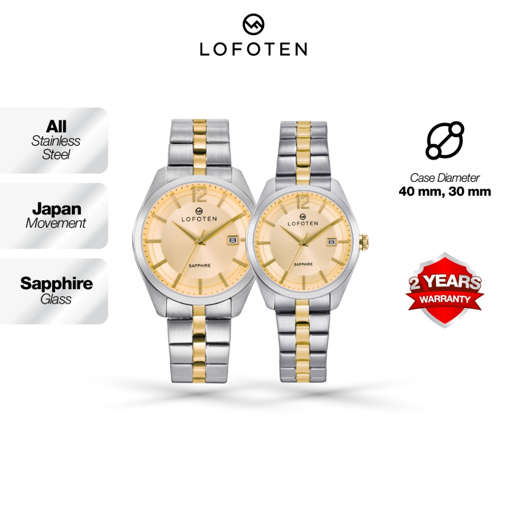 LOFOTEN Jam Tangan Couple F-8106M&L Stainless Steel