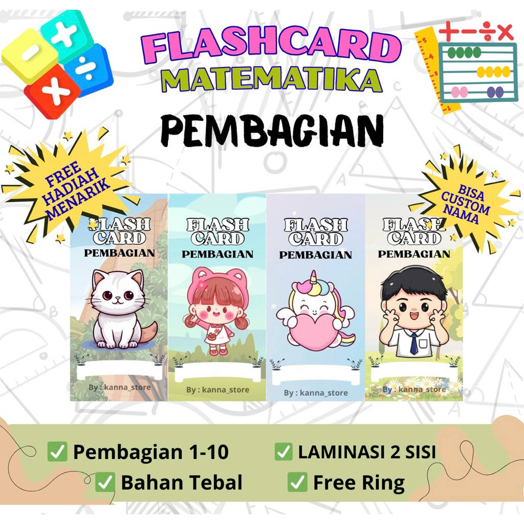 [TERMURAH] FLASHCARD PEMBAGIAN- FLASHCARD MATEMATIKA- FLASHCARD MURAH - FLASHCARD EDUKASI ANAK- FLAS