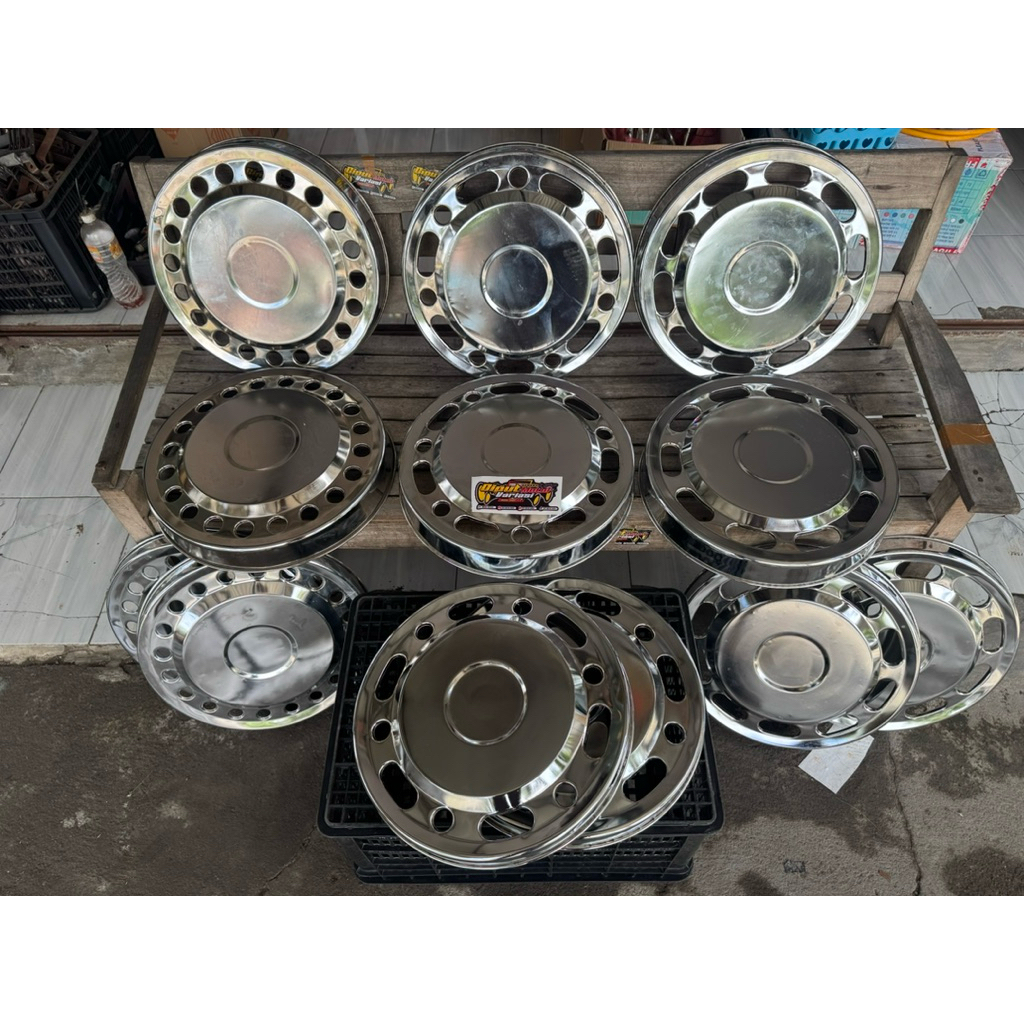 Wildop / Wheeldop Truck Ring 16 dan 15 Adiputro Chrom/Stainless Include Pangkon/dudukan