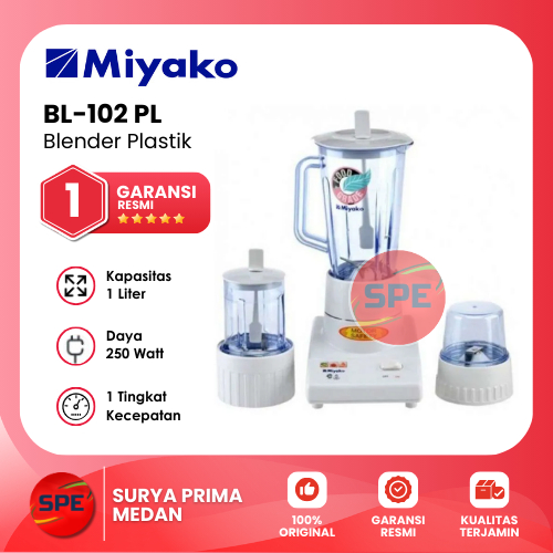 BLENDER PLASTIK MIYAKO KAPASITAS 1 LITER BL-102 PL GARANSI RESMI (MEDAN)