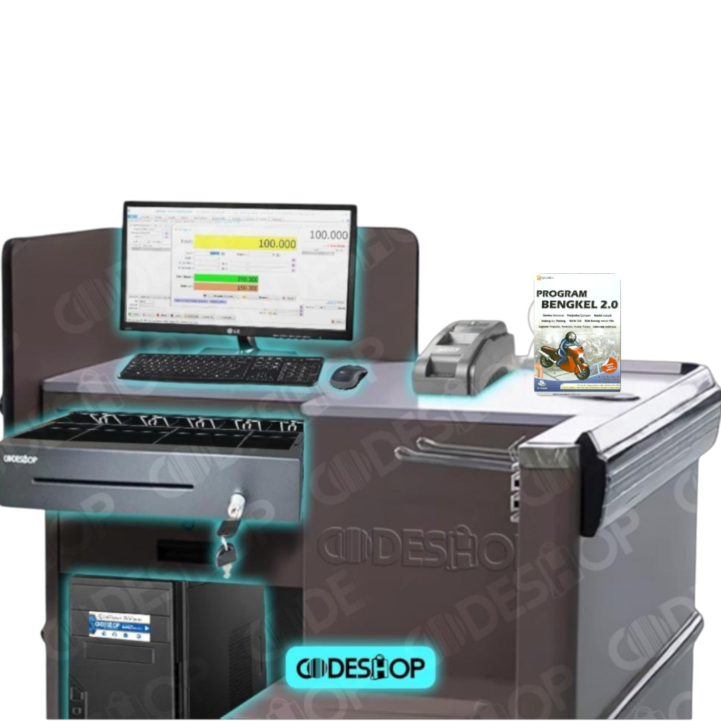 Kasir Komputer Paket Printer Scanner Cash Drawer Software Bengkel Motor Mobil