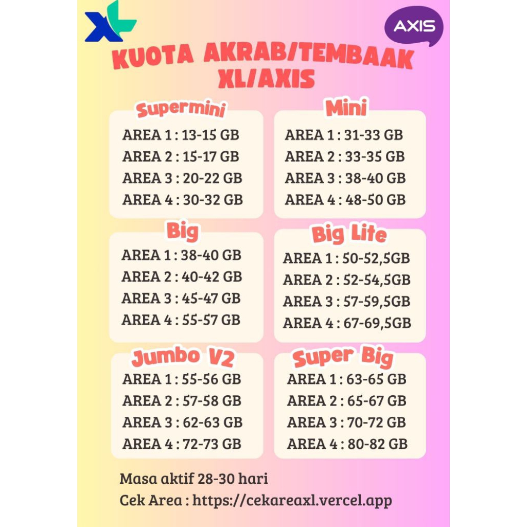 Kuota Akrab/tembak XL & AXIS MURAH