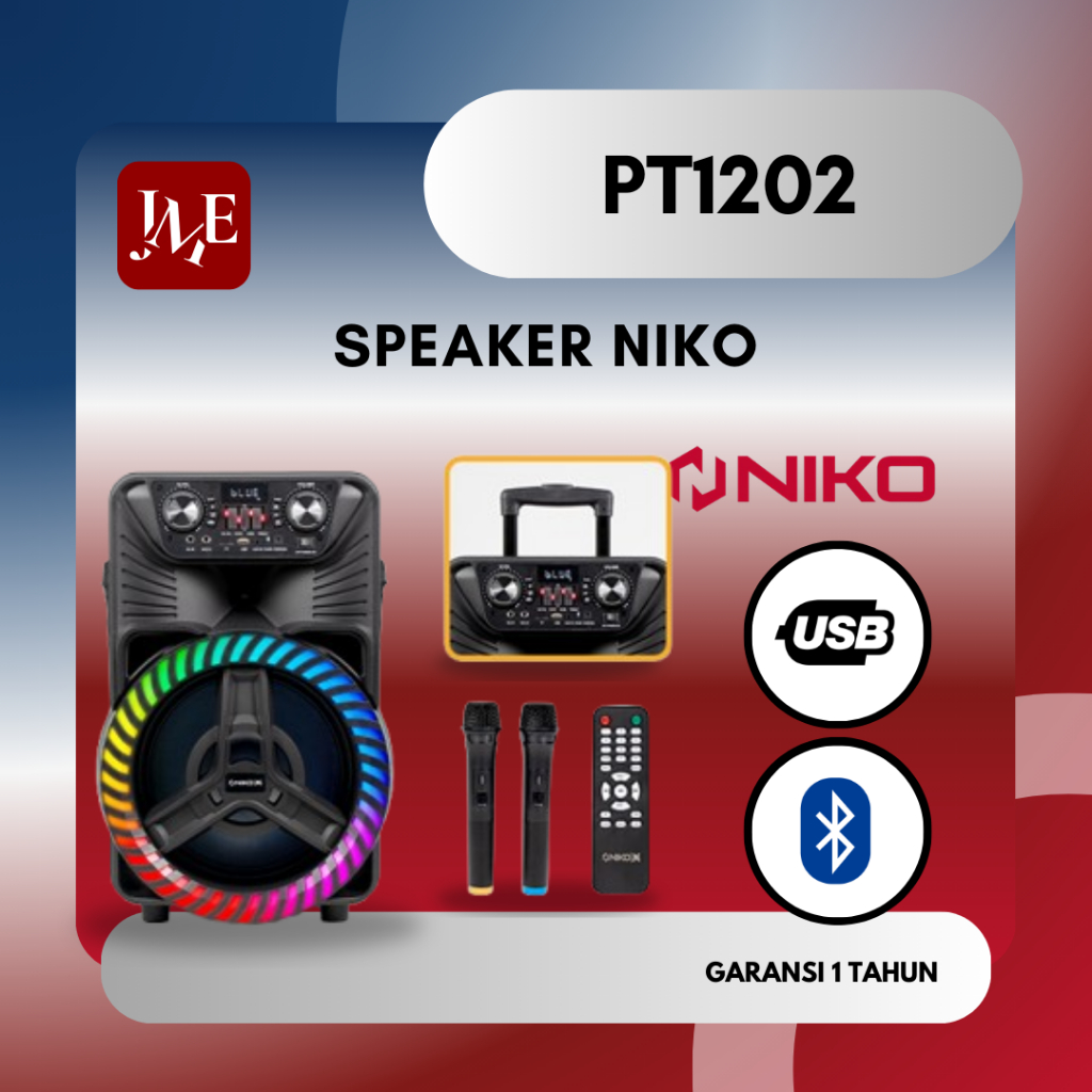 Niko Speaker Portable Troli Bluetooth 12 INCH PT-1202