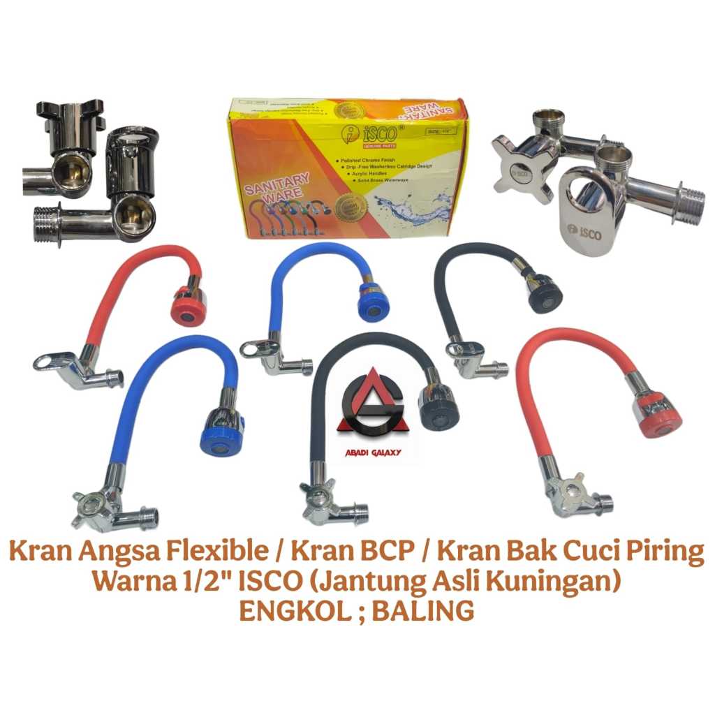 Kran Angsa Flexible Warna / Kran BCP Warna / Kran Cuci Piring Flexible Warna Kepala Besar 1/2" - ISC