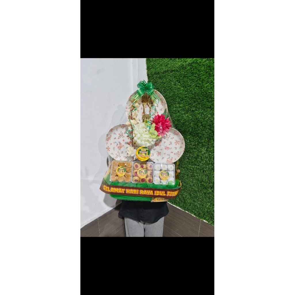 HAMPERS PARSEL HANTARAN LEBARAN PIRING KERAMIK KUE KERING PREMIUM PALEMBANG IDUL FITRI LEBARAN