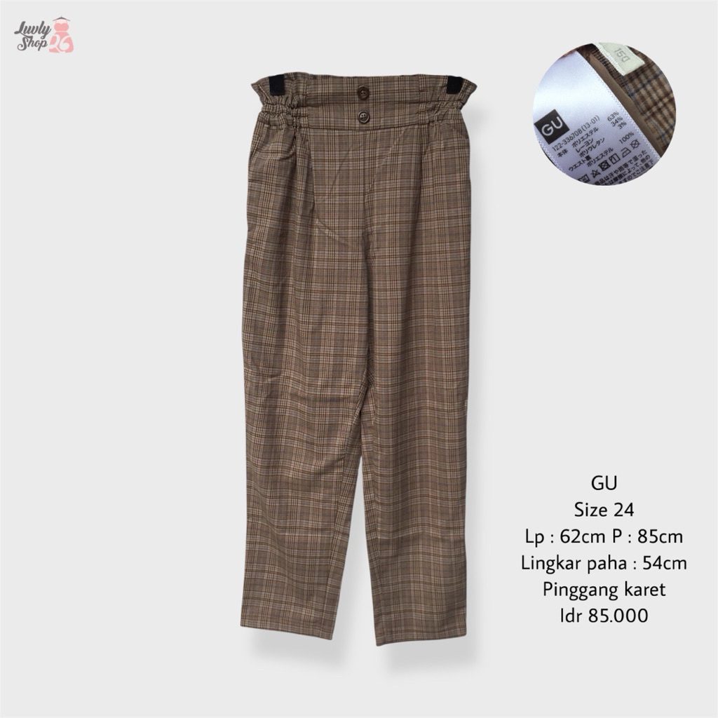 gu by uniqlo celana kerja tartan