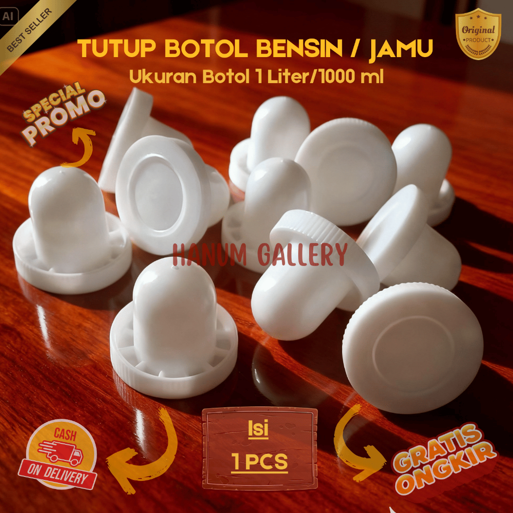 [1 PCS] Tutup Botol Plastik Putih 1 Liter – Tutup Botol Bensin / Jamu Rapat