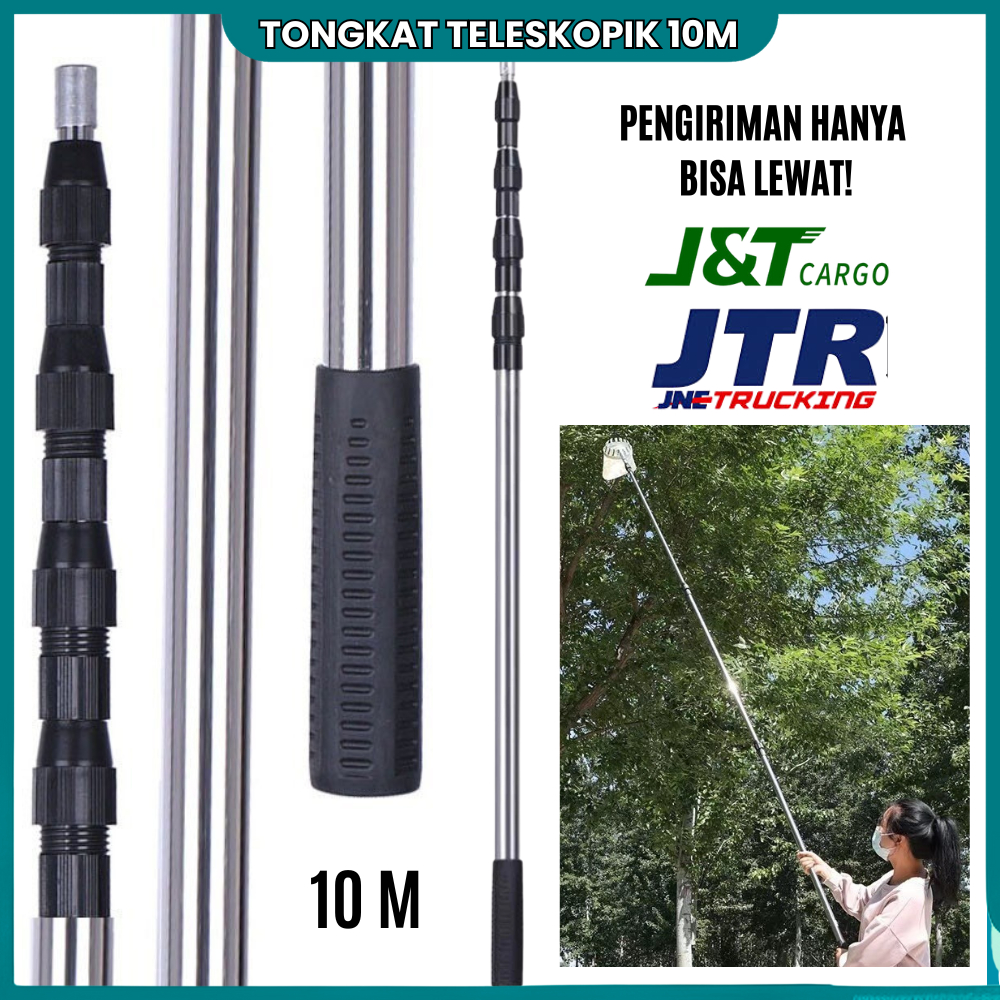 Tongkat Galah Petik Buah 10 Meter Teleskopik Stainless - Alat Panen Buah Pohon Tinggi Praktis