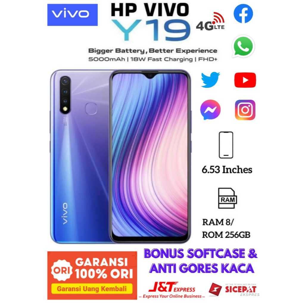 HP VIVO Y19, Y20S, V9, Y17 RAM 8/256 GB BERGARANSI 1 TAHUN 4G LTE BATTERY 5000 mAh