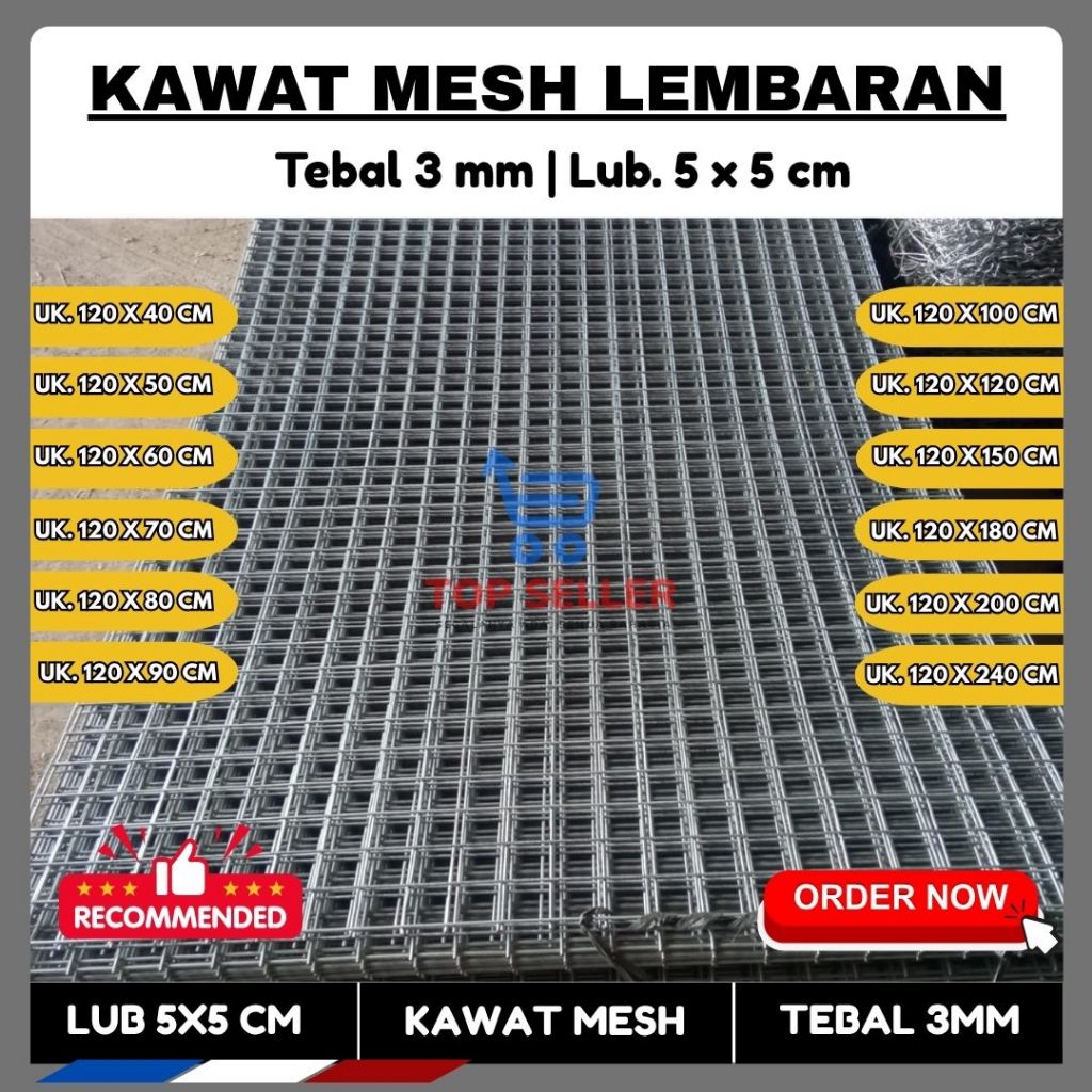 Ram Mesh Galvanis Tebal 3 mm Lubangan 5 x 5 cm Variasi Ukuran | Best Quality Harga Terjangkau