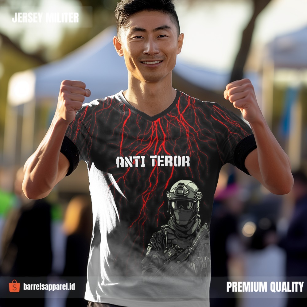 Kaos Jersey Polisi Polri Densus 88 Hitam Abu Merah Motif Asap Petir 35