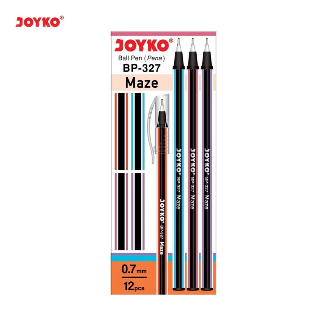 Pulpen Joyko BP-327 Maze 1 Pack Isi 12 Hitam BP327 BP 327 BP - 327
