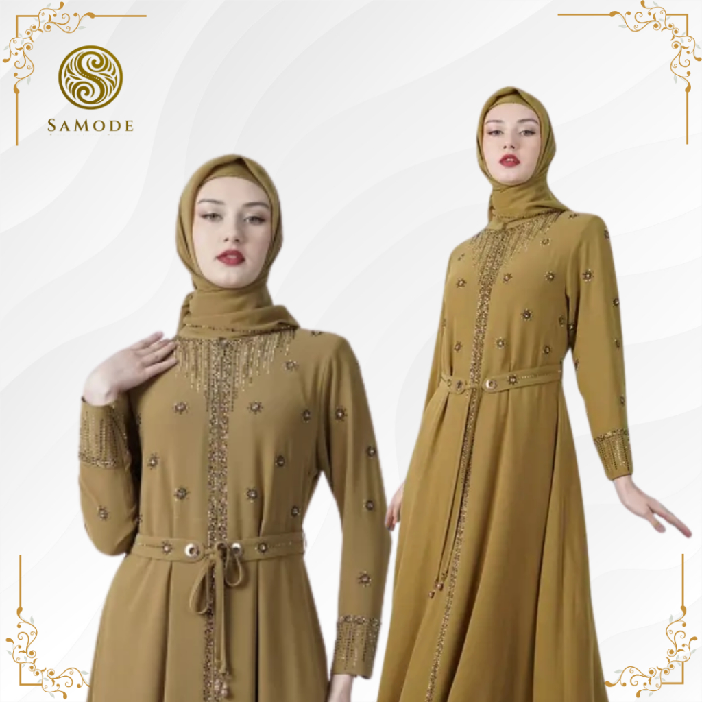 Hikmat Abaya - A3099 Olive dan Brown | Abaya Hikmat | Hikmat Collection | Abaya Terbaru | Abaya Eleg