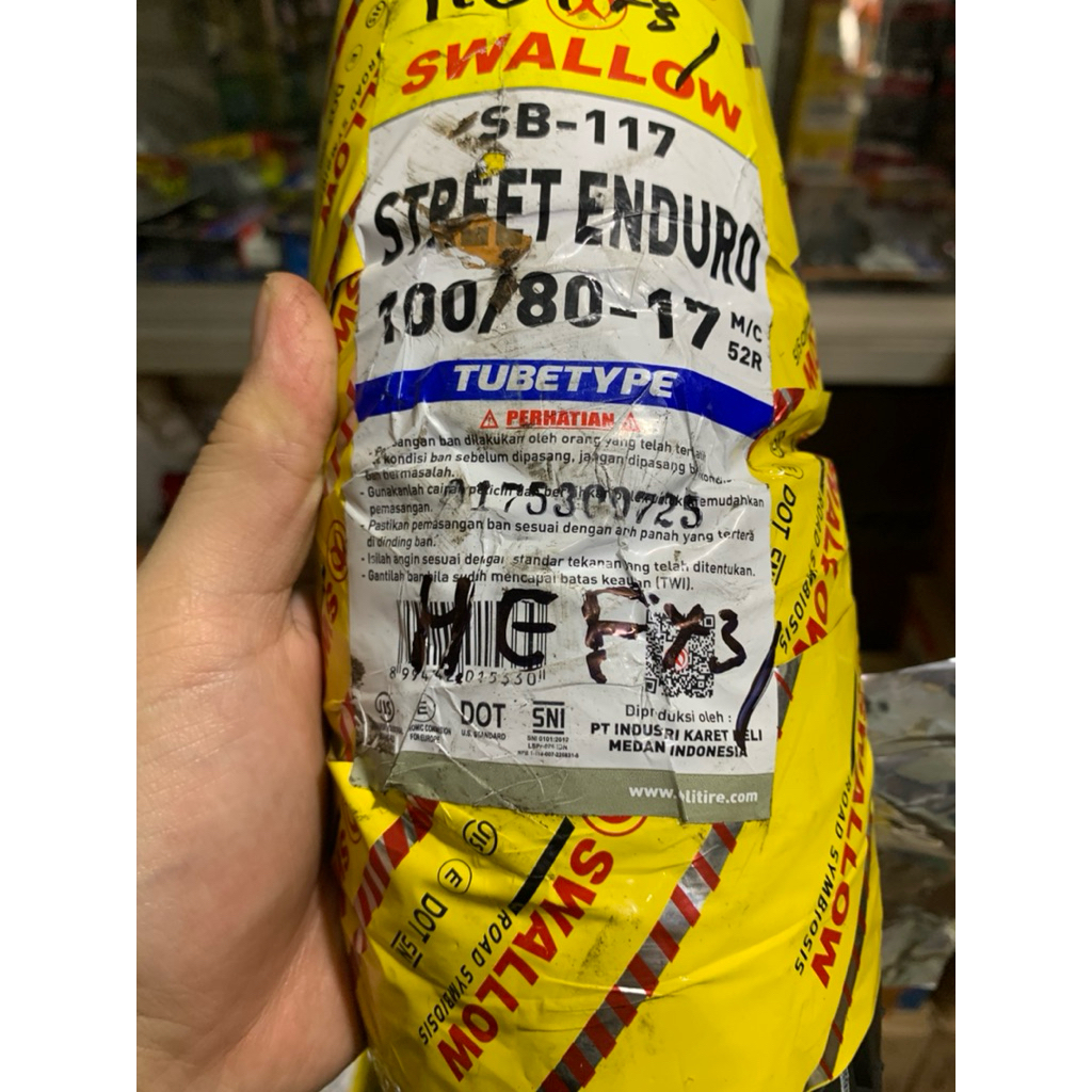 Swallow-Ban Luar TubeType (TT) 100/80-17 Ring 17 SB-117 Street Enduro SWALLOW