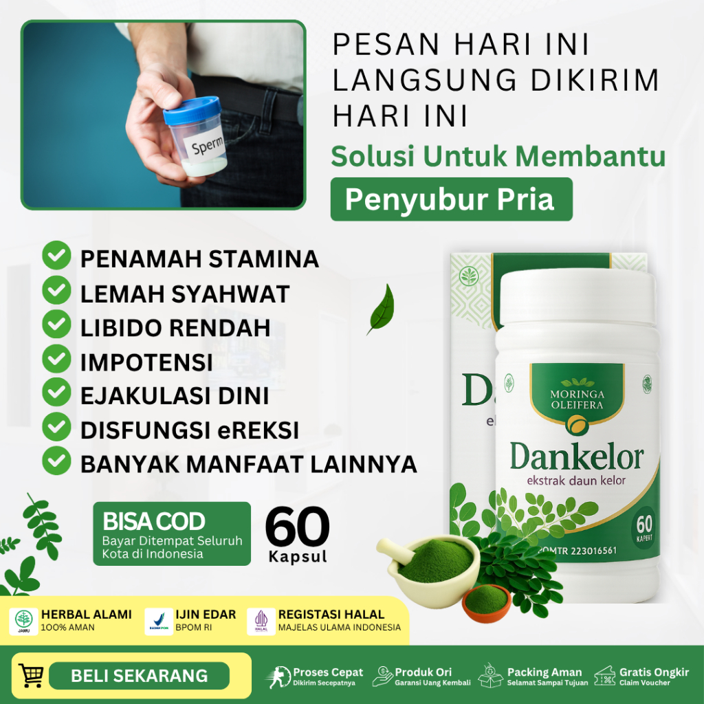 Obat Pengental sperma, Sperma Encer, Azoospermia, Ejakulasi Dini, Promil Pria Kapsul Daun Kelor