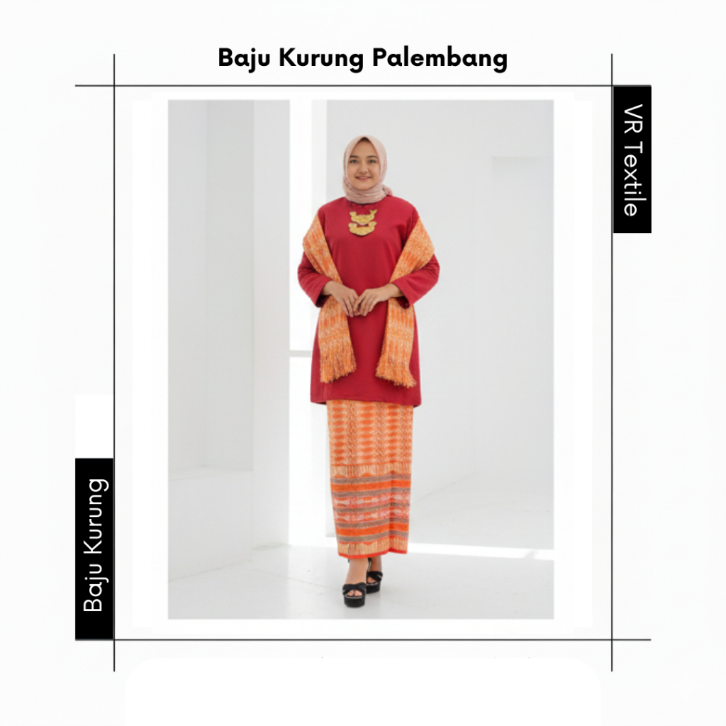 Setelan Baju Kurung Melayu Songket Modern Wanita | Rok & Selendang Busana Muslim Kondangan