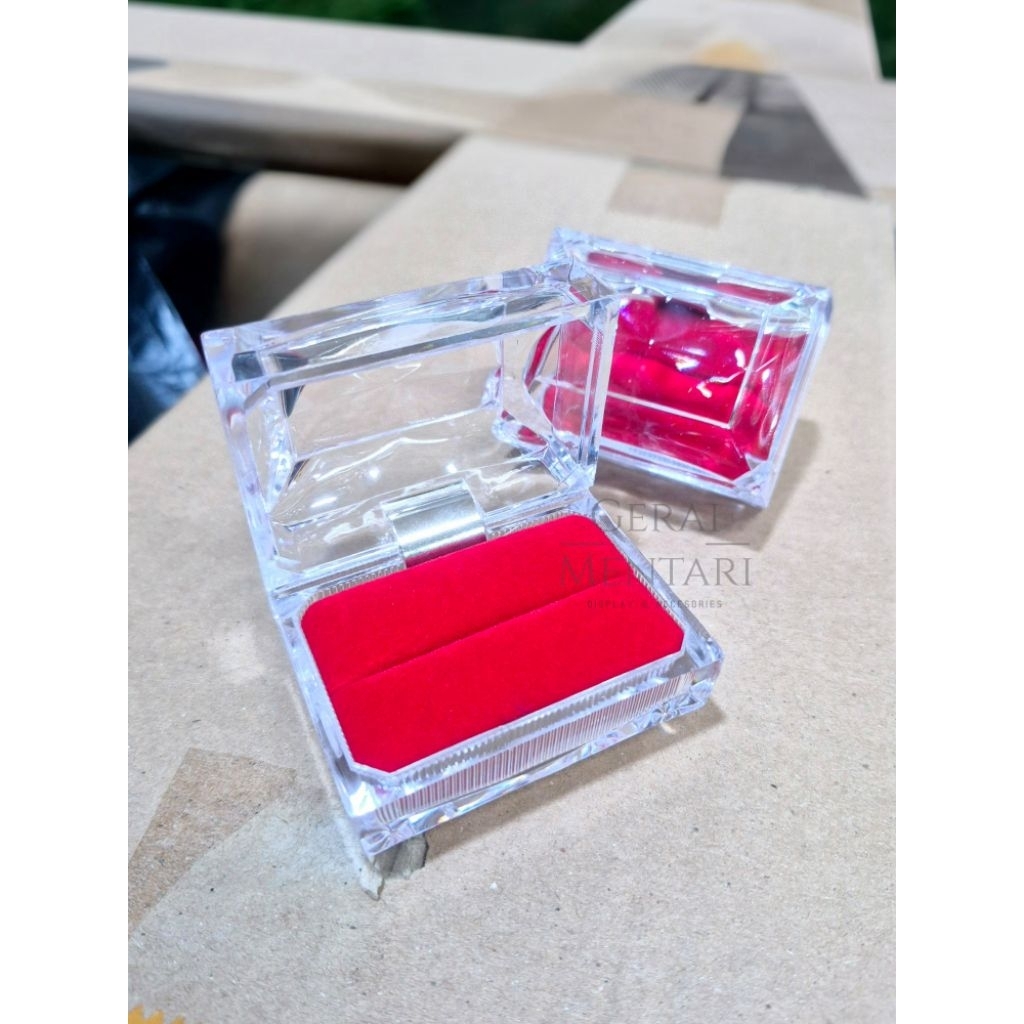 Kotak Cincin Akik tebal isi 2 cincin Couple