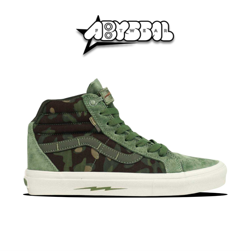 Sepatu Vans Sk8 High Notchback Defcon Multicam Jungle Green Camo
