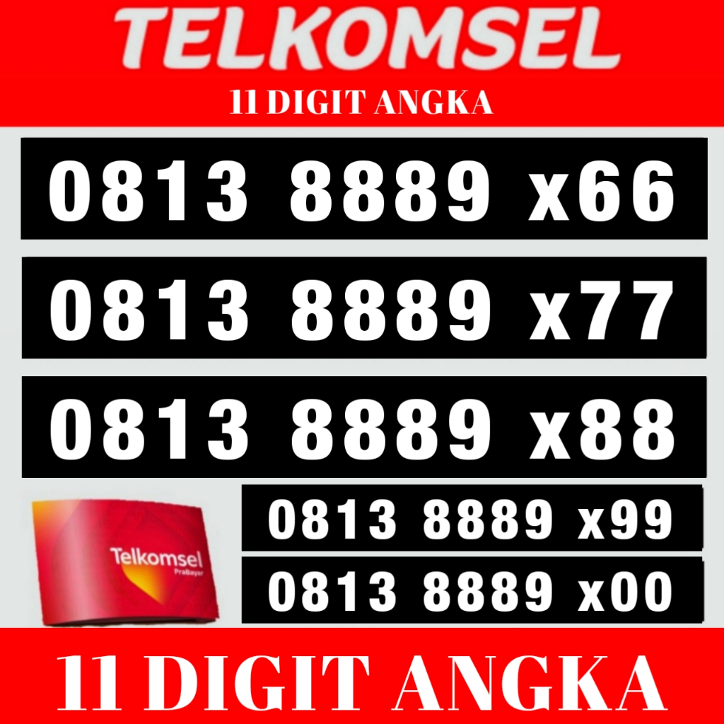 Nomor Cantik Telkomsel Simpati - 10 DIGIT - 11 DIGIT - 12 DIGIT - 7888 7788 7778 7878 - INCLUDE 3GB 