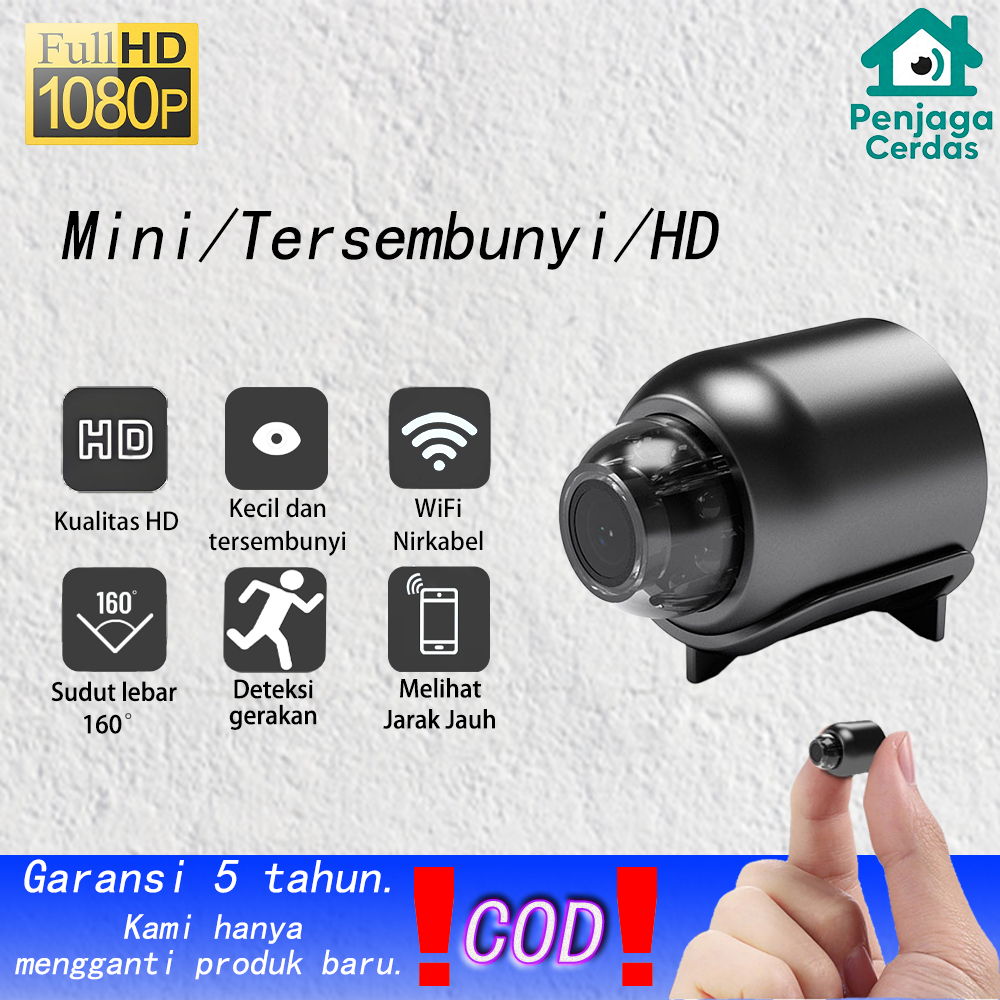 Kamera CCTV Mini Tersembunyi Nirkabel Pengawasan Rumah IP 1080P HD Monitor Bayi Sudut Lebar 160° Pem