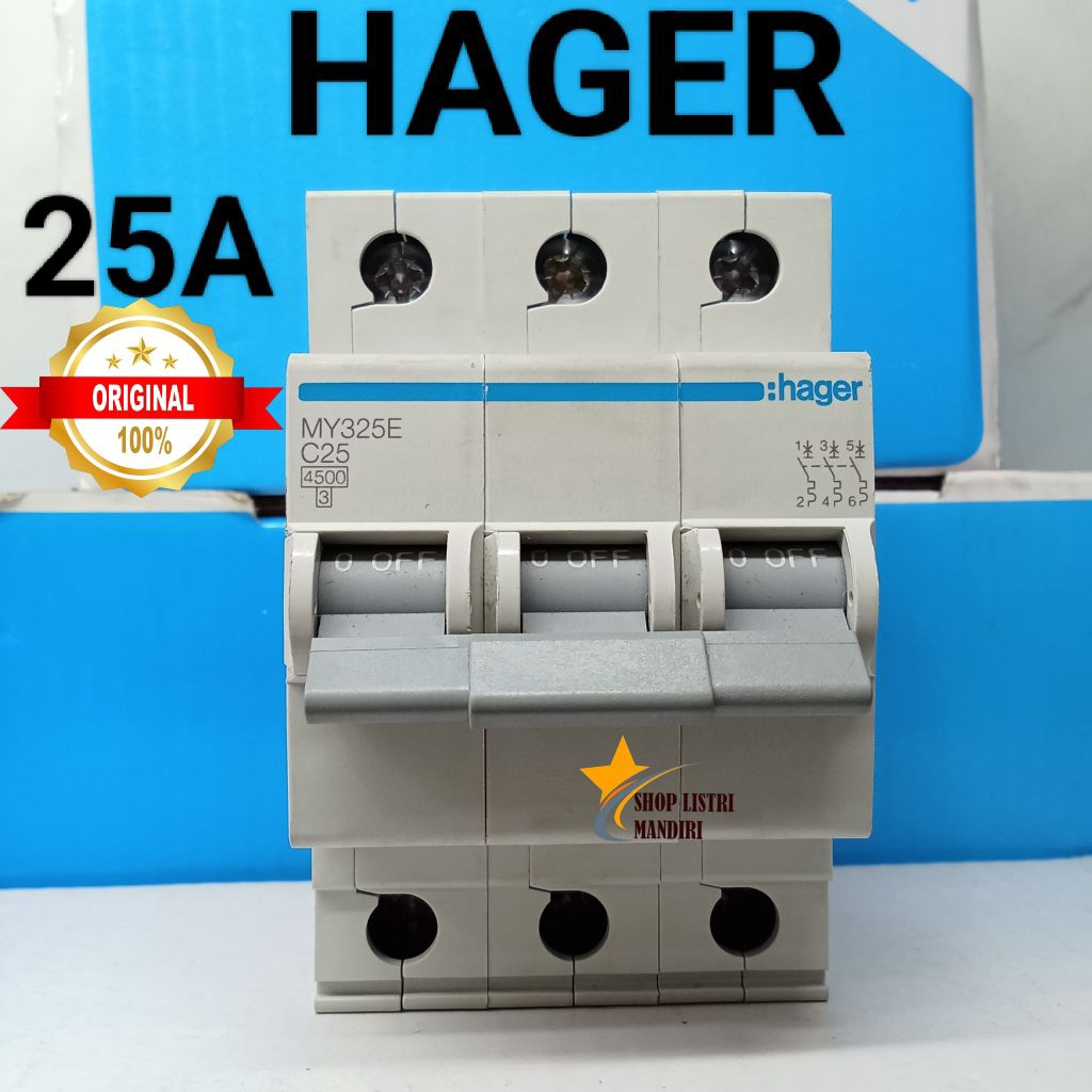 MCB 3p 25a MY325E MY 325E hager mcb 3phase c25 original hager