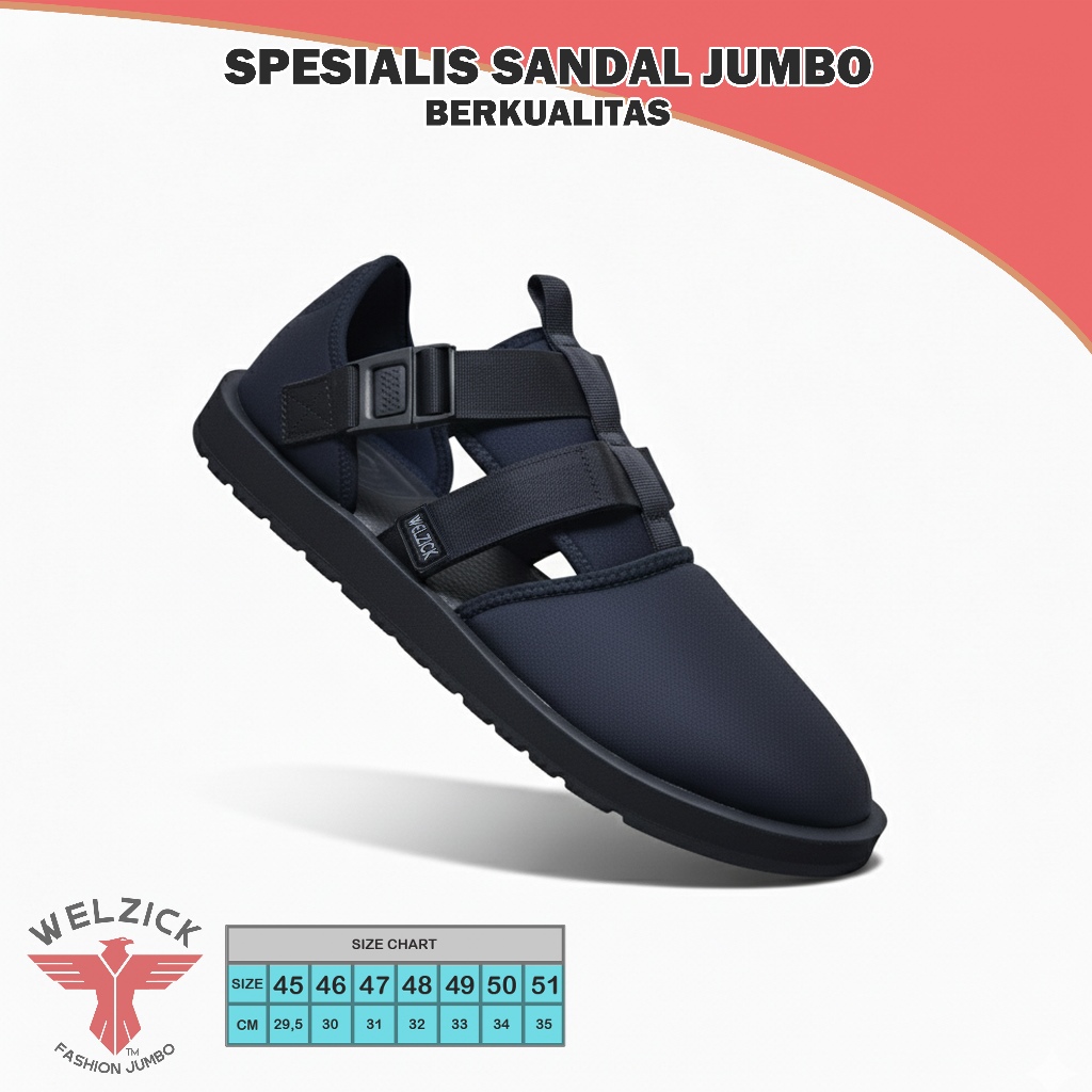 Sandal Gunung Big Size 45 46 47 48 49 50 51 - Aneto Jumbo Black