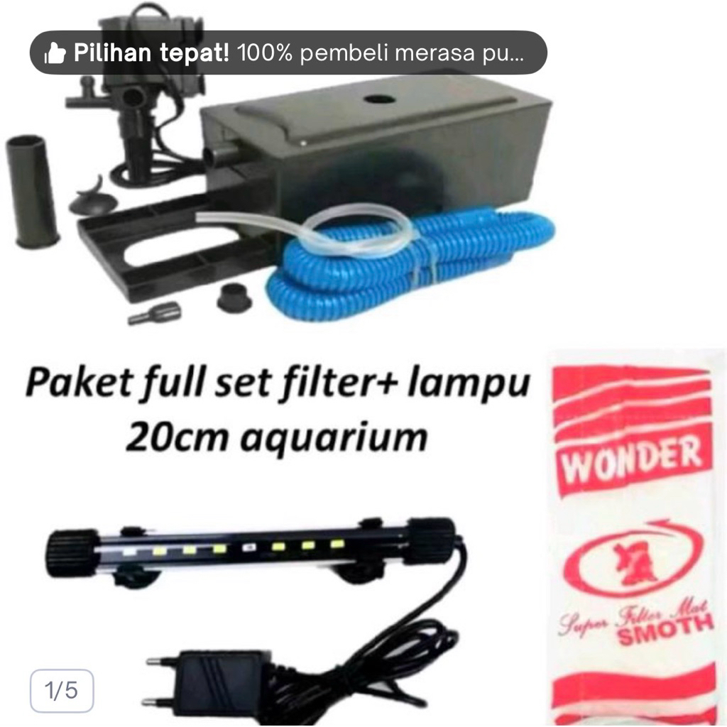 paket super lengkap box filter (S) pompa 1200| selang kapas lampu celup 20cm aquarium