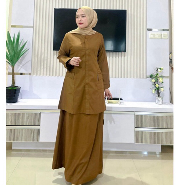 SETELAN ROK KERJA PEMDA ASN PDH BAHAN TOYOBO MUSLIM WANITA