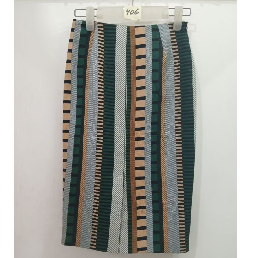 (406) ROK MIDI WANITA GREEN LURIK